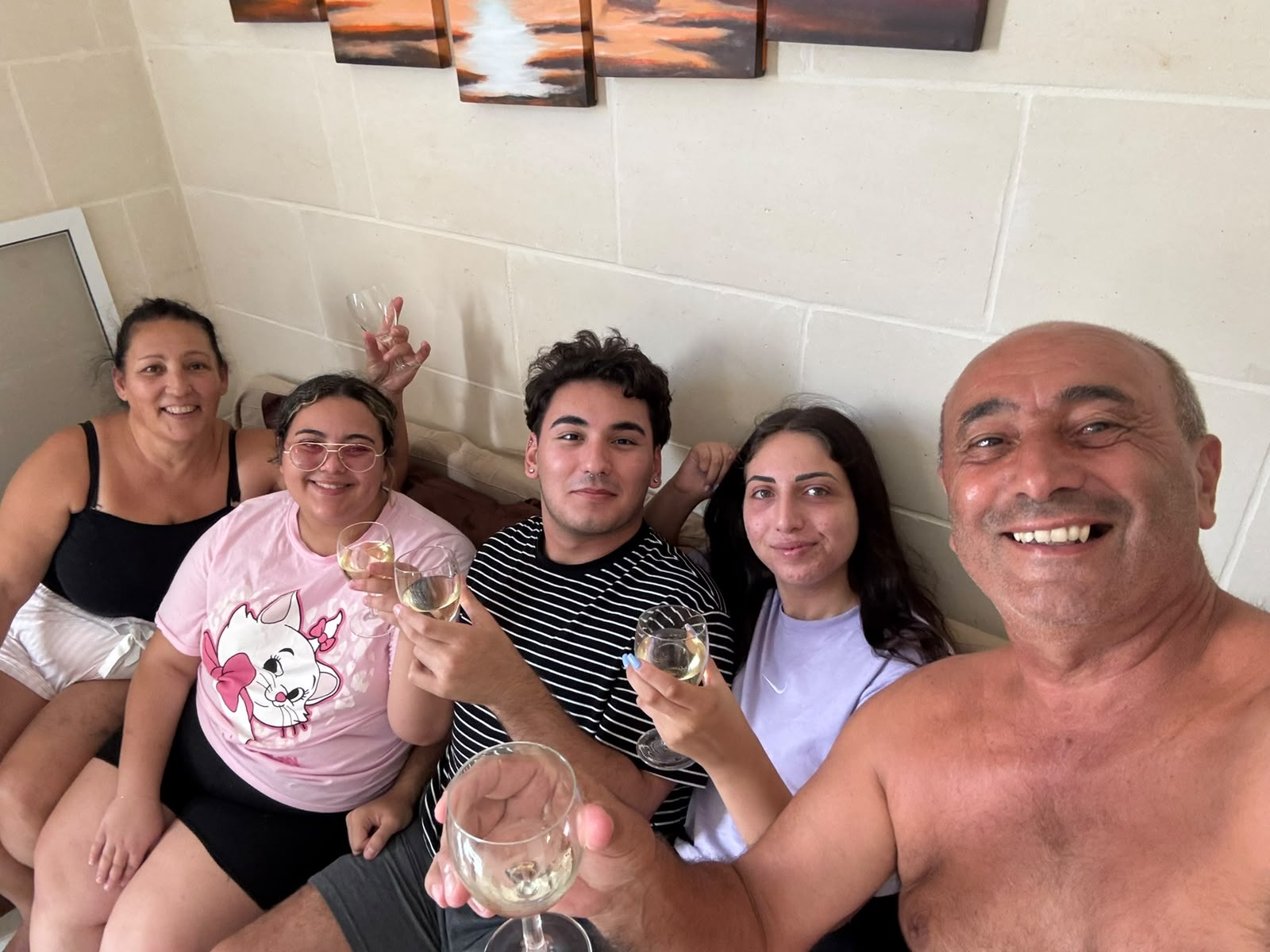 The family raising a toast together