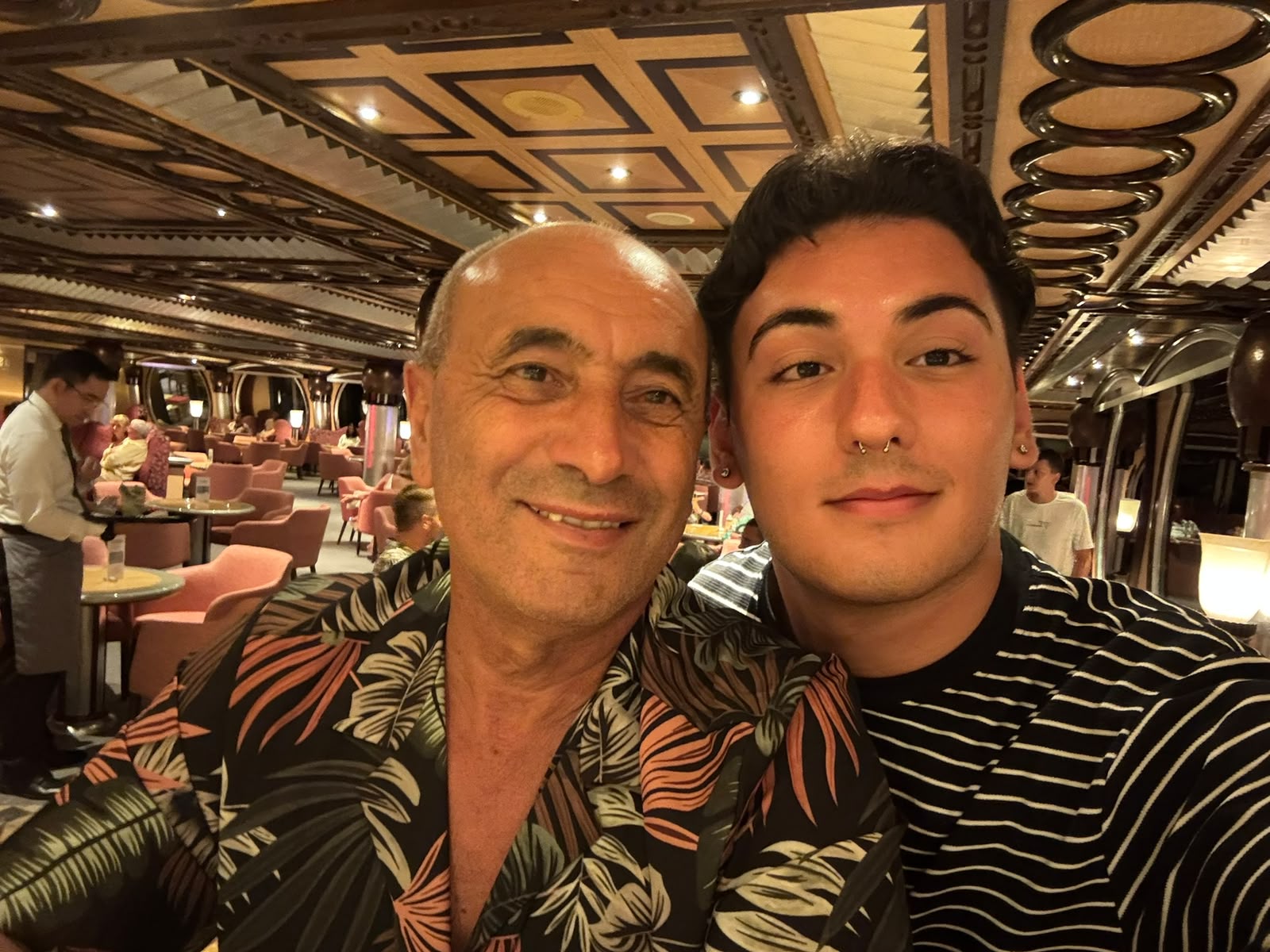 Raymond and Clayton at dinner on the cruise